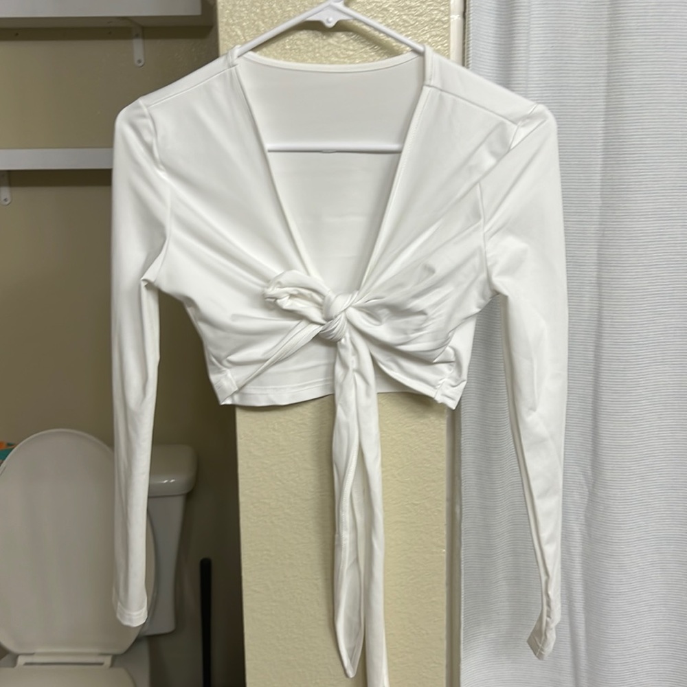White Cropped Top, Front Ties